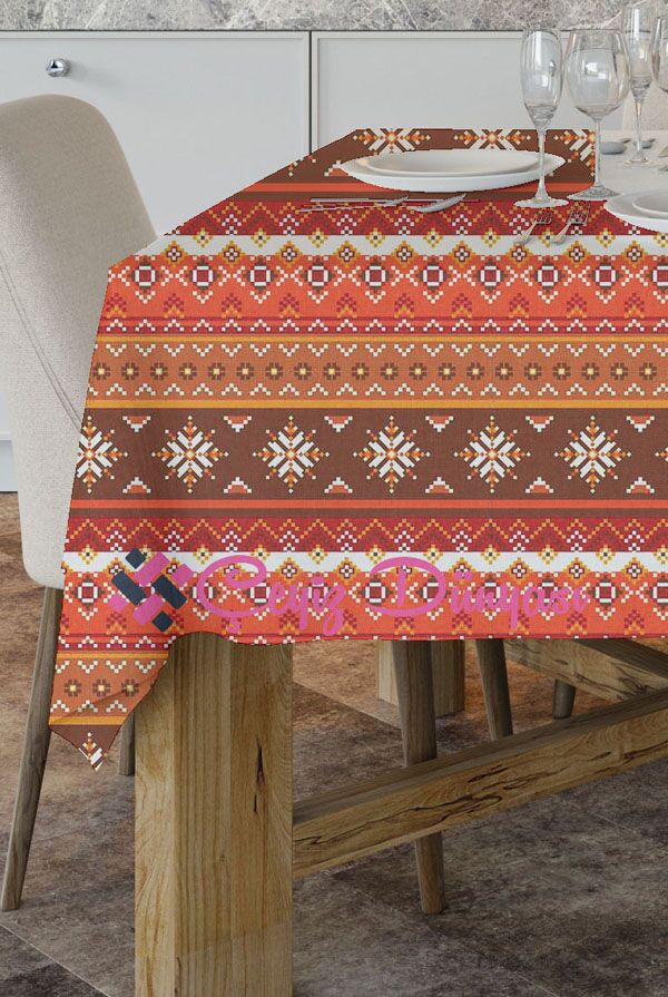 120 Cm Şark Kilim Yuvarlak Masa Örtüsü