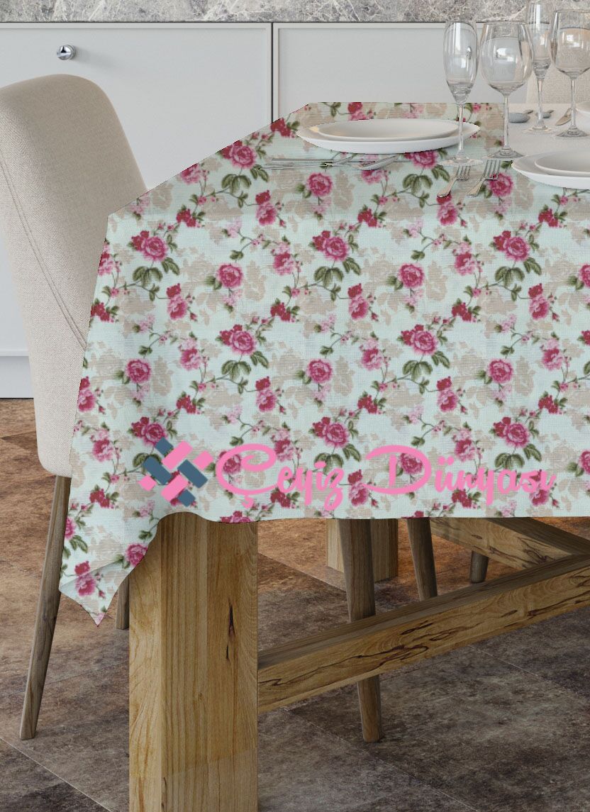 120 Cm Çiçekli Yuvarlak Masa Örtüsü