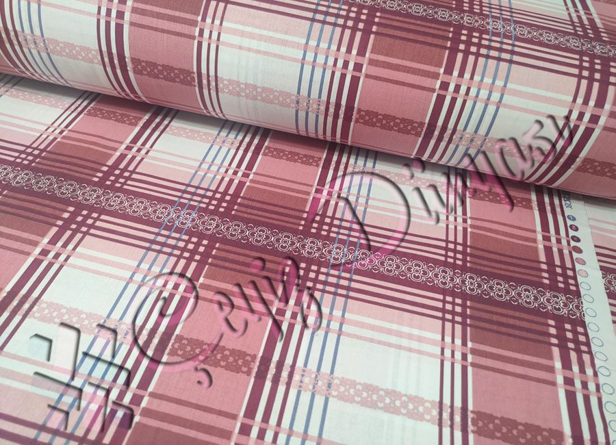 Bordürlü Nevresimlik Poplin Kumaş Bordo