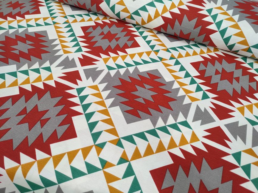 Geometri Duck Keten Kumaş
