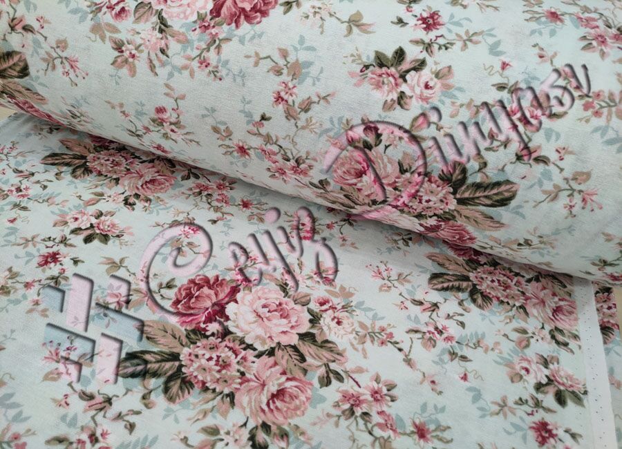 Çiçekli Flanel Bebe Pazen Kumaş Mint