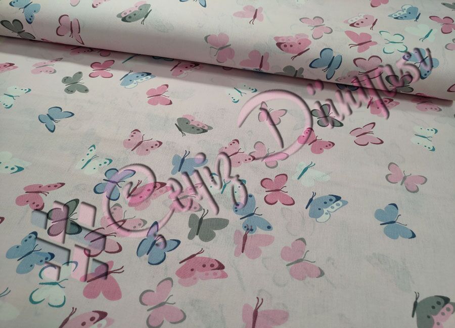 Pembe Zemin Pembe Kelebek Nevresimlik Poplin Kumaş