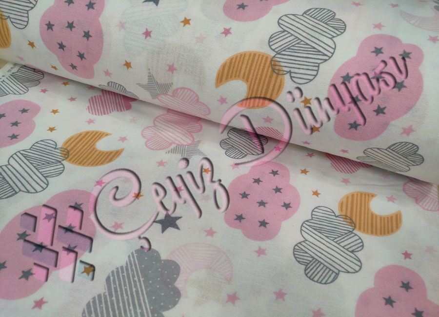 Bulut Flanel Bebe Pazen Kumaş Pembe