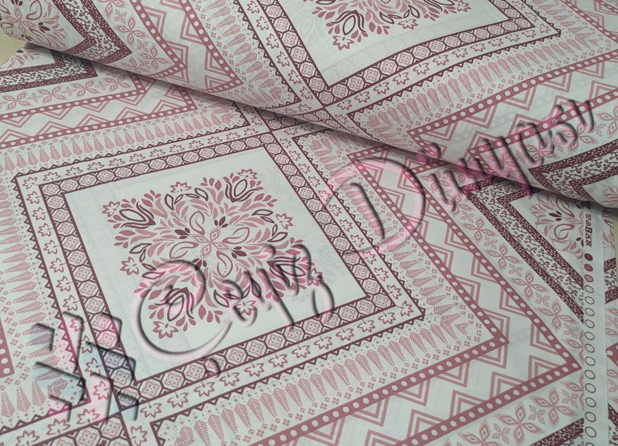 Kilim Çiçekli Nevresimlik Poplin Kumaş Pudra