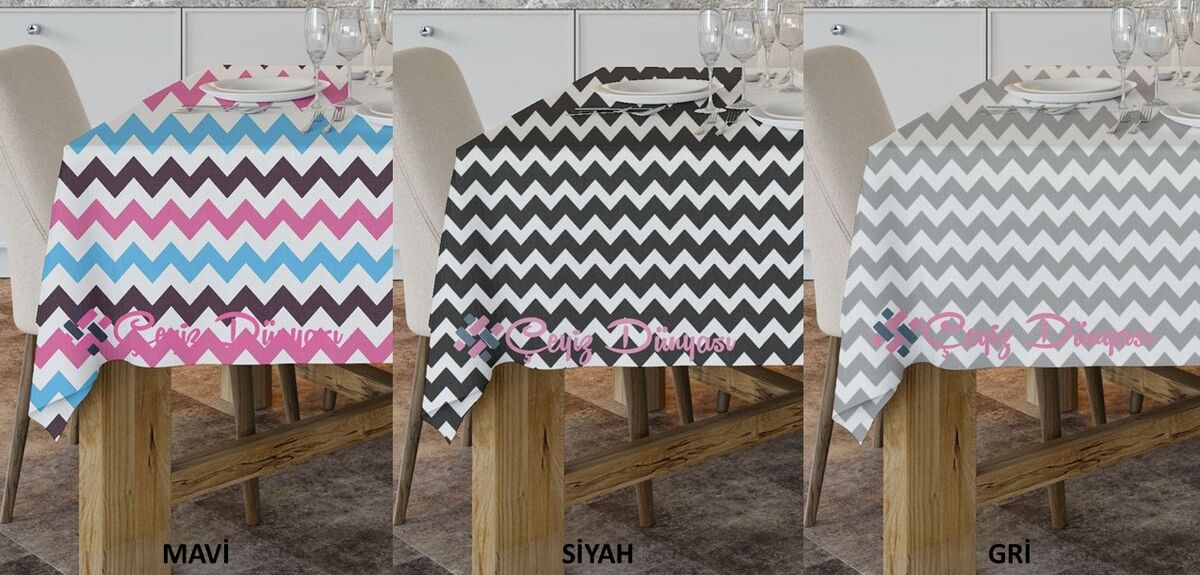 180x280 Cm Zigzag Dikdörtgen Masa Örtüsü