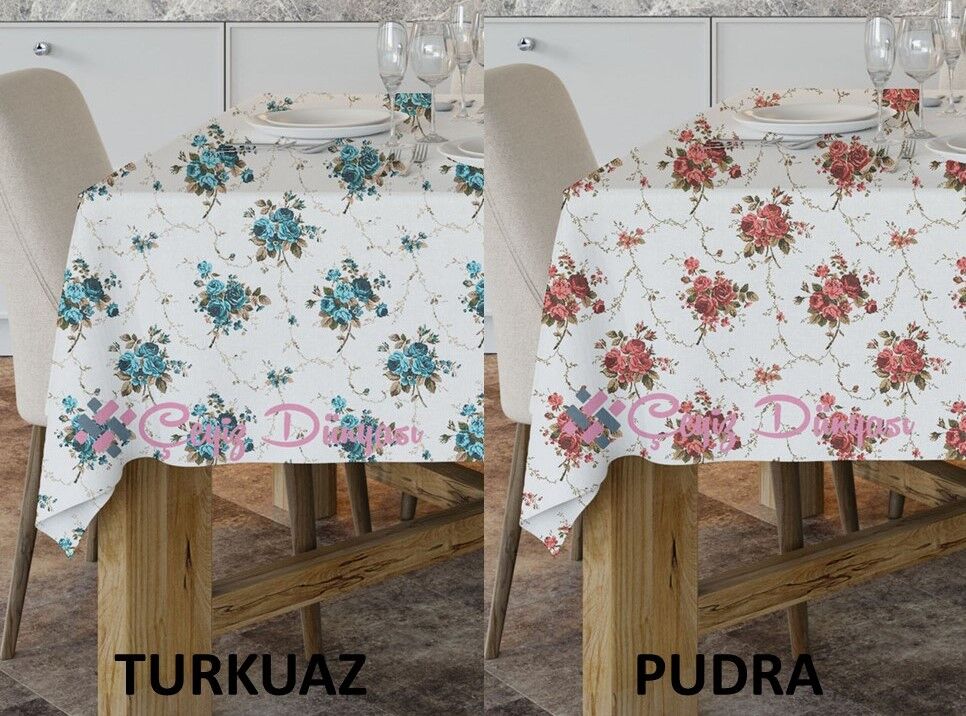 120x180 Cm Çiçekli Dikdörtgen Masa Örtüsü