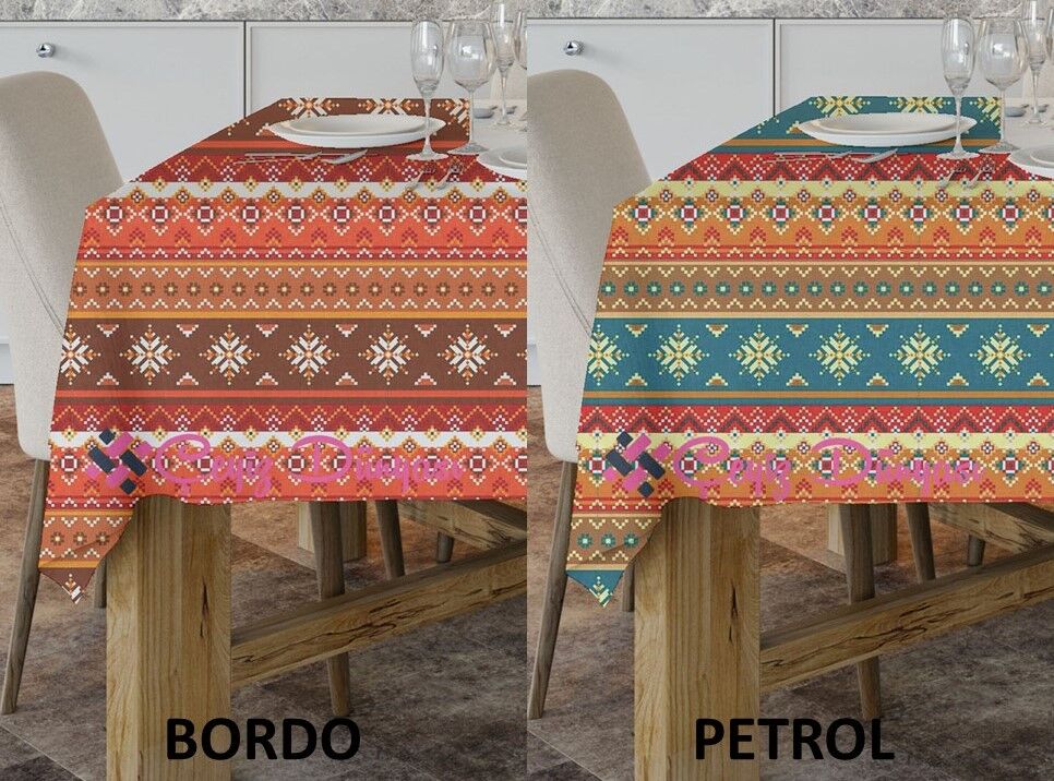 180x180 Cm Şark Kilim Kare Masa Örtüsü